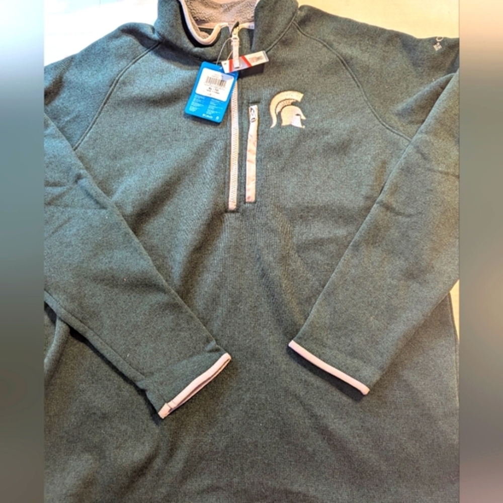 Men's Columbia MI State Sweater Fleece 1/2 Zip BNWT